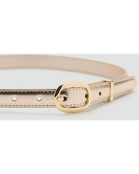 Mango - Metallic Belt With Oval Buckle - Lyst