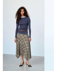 Mango - Checked Asymmetric Skirt - Lyst