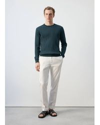 Mango - Pullover 100% Cotone Maglia Fine Verde Bosco - Lyst