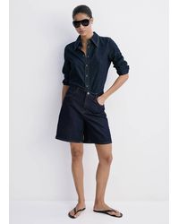 Mango - High-Waist Straight-Fit Denim Shorts - Lyst