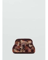 Mango - Multicoloured Beaded Clutch Bag - Lyst