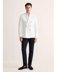 Mango - Slim-Fit Linen-Blend Double-Breasted Jacket - Lyst