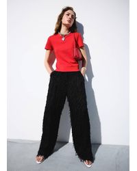 Mango - Straight-Leg Textured Yarn Trousers - Lyst