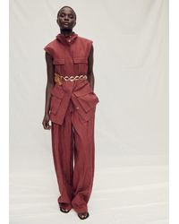 Mango - Pantaloni Completo Wideleg Effetto Stropicciato Vino - Lyst
