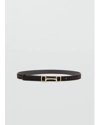 Mango - Leather Belt With Equestrian Metal Detail - Lyst