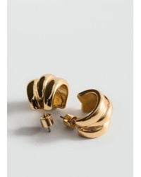 Mango - Embossed Semi-Hoop Earrings - Lyst