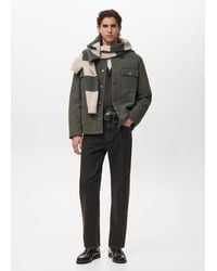 Mango - Veste À Poches Col En Velours Côtelé Kaki - Lyst