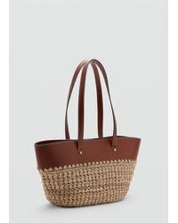 Mango - Natural Fibre Tote Bag - Lyst