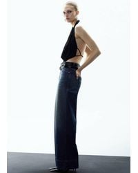 Mango - Top With Draped Neckline And Crystals - Lyst