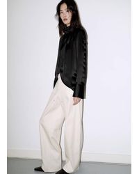 Mango - 100% Silk Blouse With Slit - Lyst