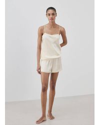 Mango - Satin Lace-Trim Pyjama Top - Lyst