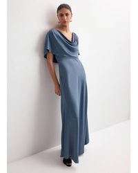 Mango - Satiniertes Kleid Mit Drapiertem Ausschnitt - Lyst