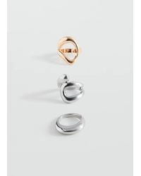 MANGO TEEN - Pack Of 3 Irregularly Shaped Rings - Lyst
