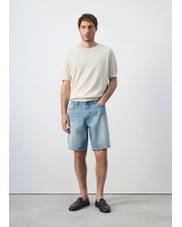 Mango - Straight-Fit Denim Bermuda Shorts - Lyst