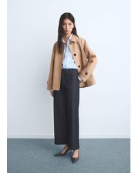 Mango - High-Waisted Culotte Jeans With Stitching - Lyst