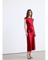 Mango - Short-Sleeved Dress With Asymmetric Seams - Lyst
