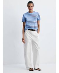 Mango - Striped Cotton T-Shirt - Lyst