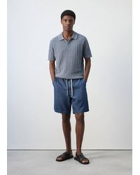 Mango - Cotton-Linen Bermuda Shorts With Drawstring - Lyst