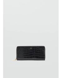Mango - Large Shiny Croc-Effect Wallet - Lyst
