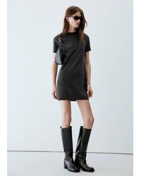 Mango - Short-Sleeved Knitted Dress - Lyst