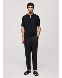 Mango - Ribbed Knit Viscose Polo Shirt - Lyst