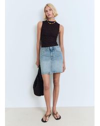Mango - Short Denim Skirt - Lyst
