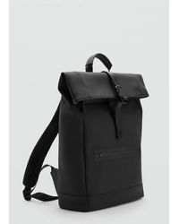 Mango - Rubberized Backpack With Flap Closure - Lyst