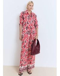 Mango - Pantalon Fluide Imprimé Blanc Cassé - Lyst