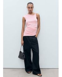 Mango - Asymmetrical Fine-Knit Top Fuchsia - Lyst