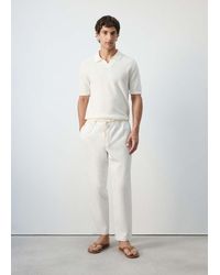 Mango - Relaxed Fit Cotton-Linen Blend Trousers - Lyst