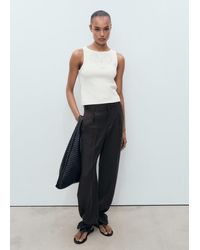 Mango - Embroidered Top With Openwork Details - Lyst
