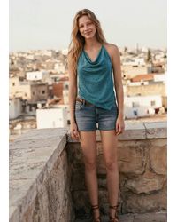 MANGO TEEN - Metallic Knit Halter Top - Lyst