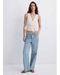 Mango - Lyocell Top With Contrasting Trim - Lyst