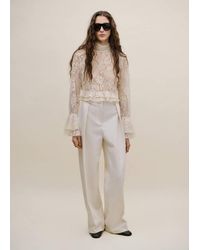 Mango - Ruffled Embroidered Blouse - Lyst