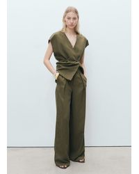 Mango - Linen-Blend Pleated Trousers - Lyst