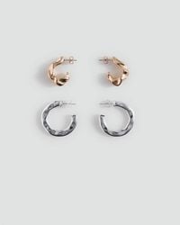 MANGO TEEN - Pack Of 2 Irregular Hoop Earrings - Lyst