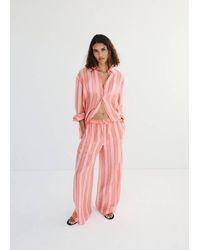 Mango - Linen Lyocell Blend Stripe Shirt - Lyst