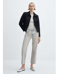 Mango - Straight-fit Cropped Jeans Light - Lyst