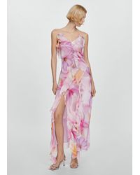 Mango - Ruffled Floral Print Dress - Lyst