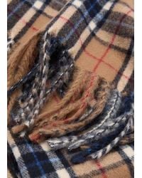 Mango - Checkered Fringed Knit Scarf - Lyst