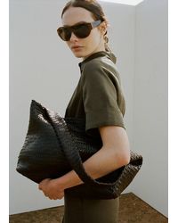 Mango - Geflochtene Ledertasche - Lyst