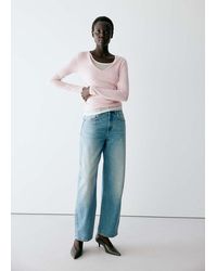 Mango - Fitted V-Neck T-Shirt - Lyst