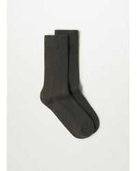 Mango Ribbed Woolen Socks Khaki - Multicolor
