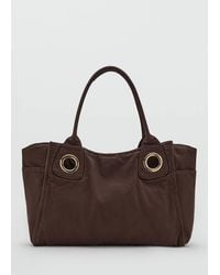 Mango - Canvas Eyelets Handbag - Lyst