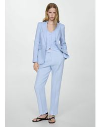 Mango - 100% Linen Suit Trousers Sky - Lyst