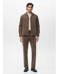 Mango - Surchemise En Velours Côtelé En Coton Avec Poches Gris Vison - Lyst