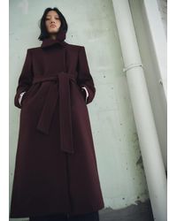Mango - Mantel Aus Manteco-Wolle Mit Gürtel - Lyst