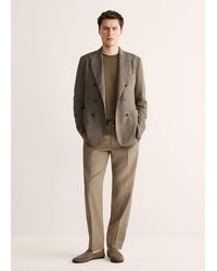 Mango - Slim Fit Double-Breasted Linen Blend Jacket - Lyst