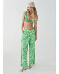 Mango - Printed Trousers With Turn-up Waist Pastel - Lyst
