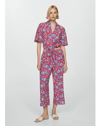 Mango - Floral-print Shirt With Knot Detail - Lyst